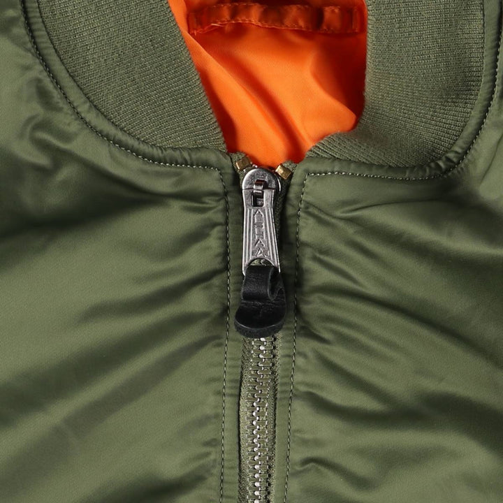 Civilian Alpha MA-1 type padded military flight jacket, men's XL size Nylon Khaki type Vintage Second Hand