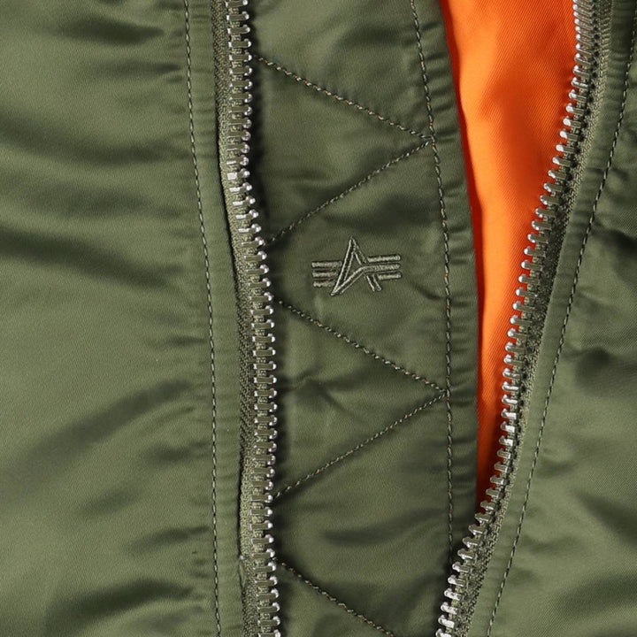 Civilian Alpha MA-1 type padded military flight jacket, men's XL size Nylon Khaki type Vintage Second Hand