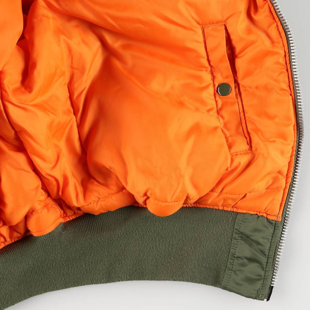 Civilian Alpha MA-1 type padded military flight jacket, men's XL size Nylon Khaki type Vintage Second Hand