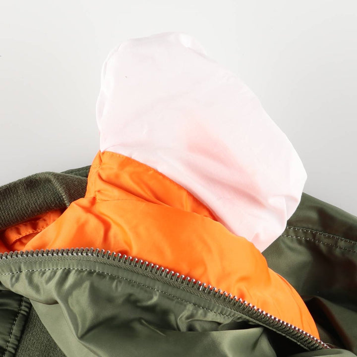 Civilian Alpha MA-1 type padded military flight jacket, men's XL size Nylon Khaki type Vintage Second Hand