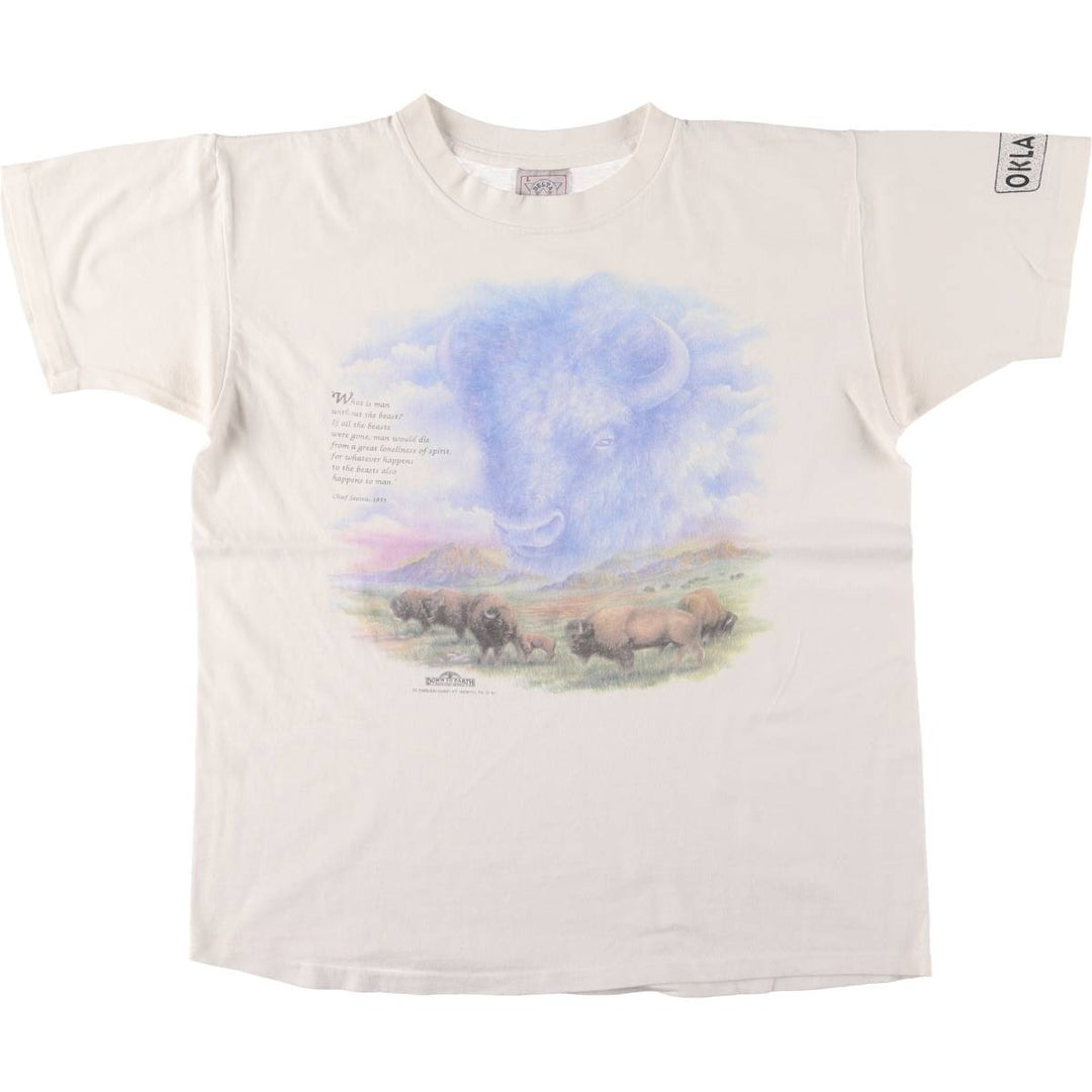 Vintage 90'S Delta message print T-shirt, size L, men's cotton white type Vintage Second Hand