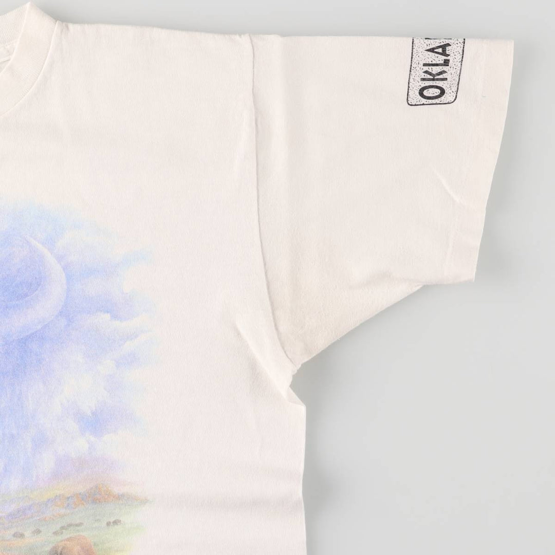 Vintage 90'S Delta message print T-shirt, size L, men's cotton white type Vintage Second Hand