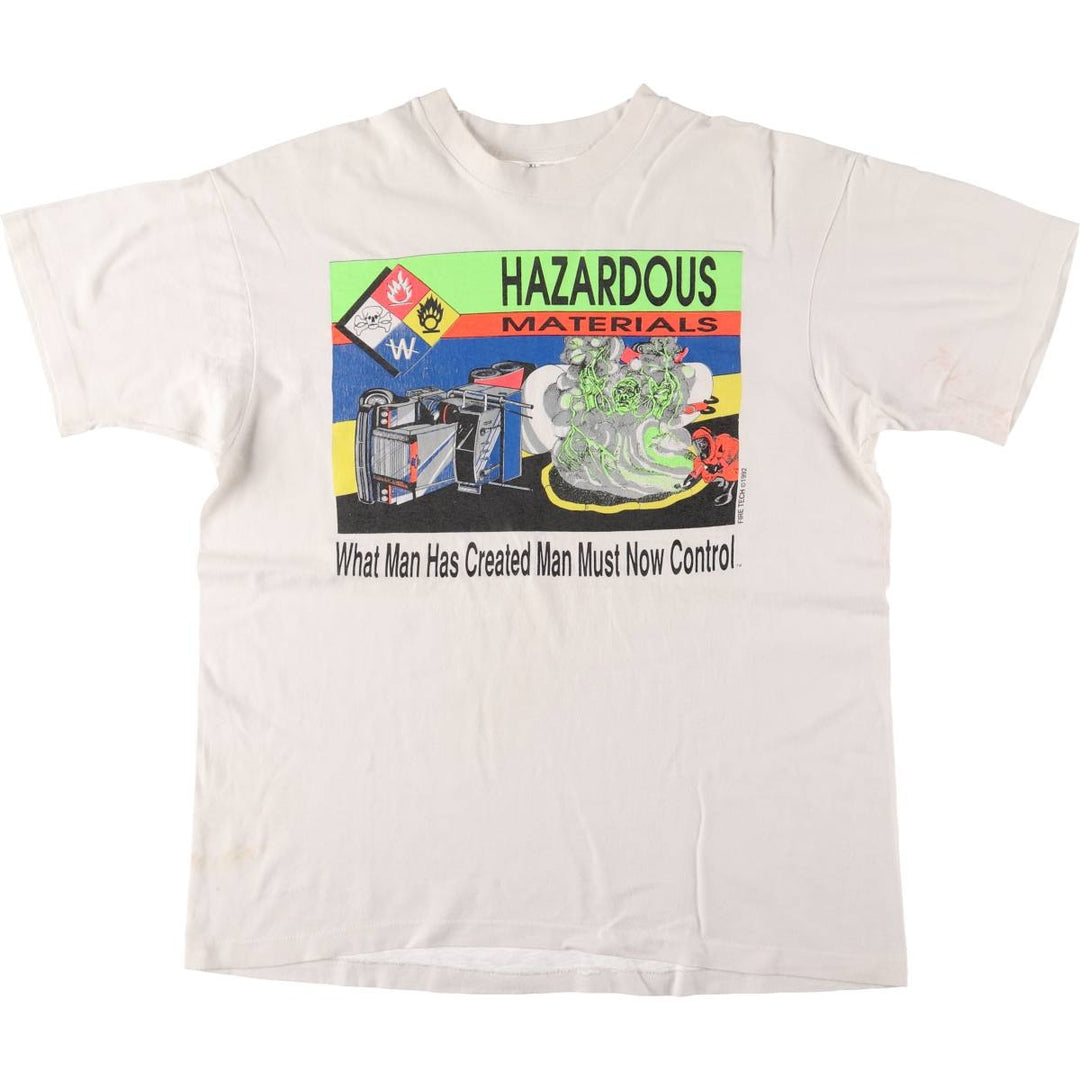 90'S Fruit of the Loom Message Print T-Shirt Made in USA Men's XL Vintage cotton white type Vintage Second Hand