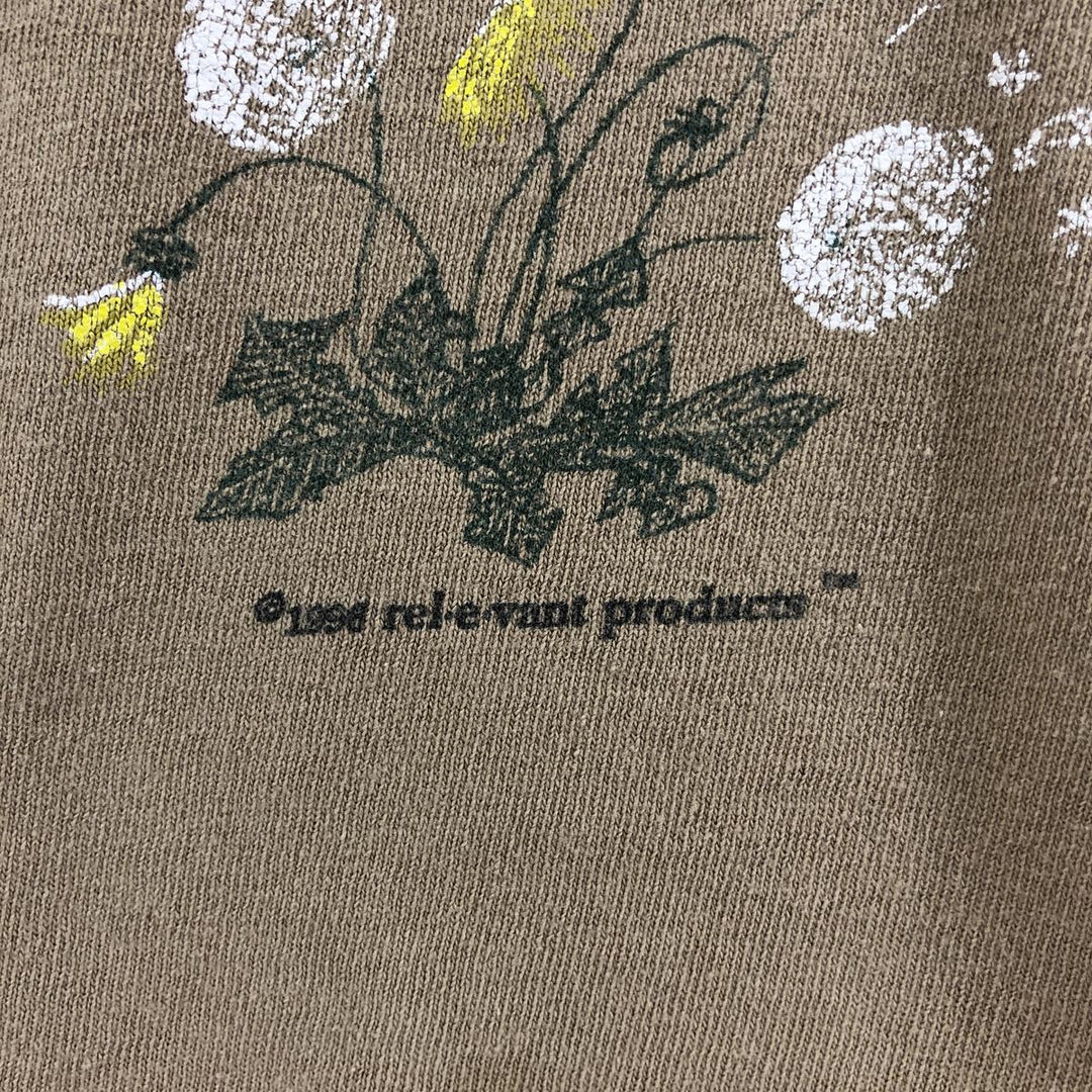 Vintage 90'S REL E VANT PRODUCTS large print T-shirt, made in the USA, size L, men's cotton brown type Vintage Second Hand