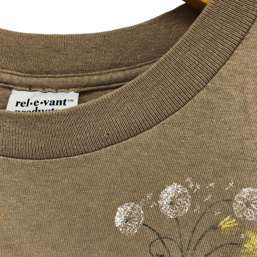 Vintage 90'S REL E VANT PRODUCTS large print T-shirt, made in the USA, size L, men's cotton brown type Vintage Second Hand