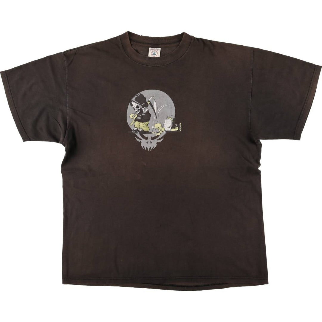 Delta DELTA Skull Pattern Print T-Shirt, Men's XL cotton black type Vintage Second Hand