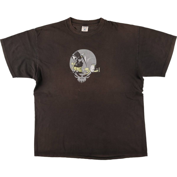 Delta DELTA Skull Pattern Print T-Shirt, Men's XL cotton black type Vintage Second Hand