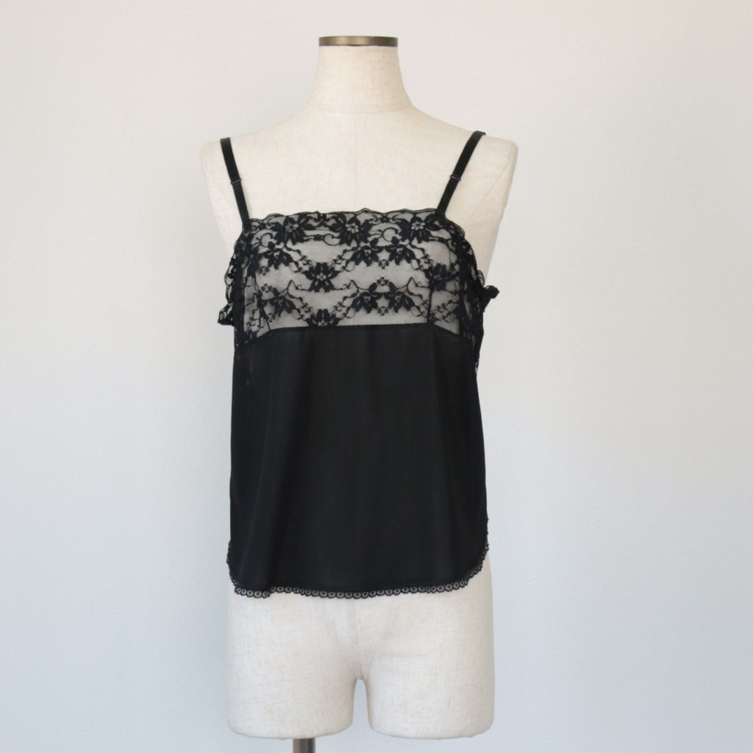 Lace lingerie camisole, women's size S Nylon black type Vintage Second Hand