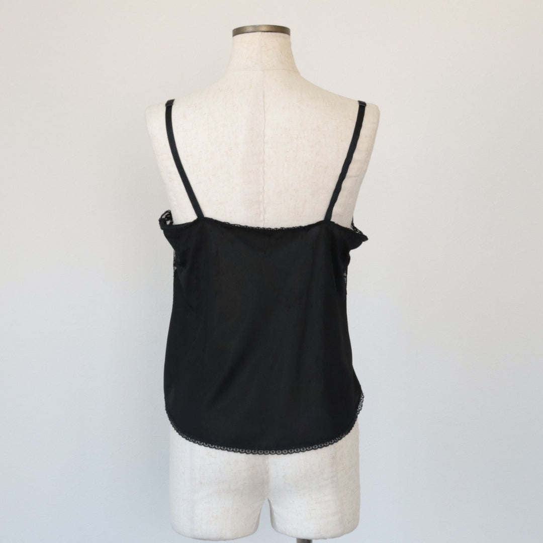 Lace lingerie camisole, women's size S Nylon black type Vintage Second Hand
