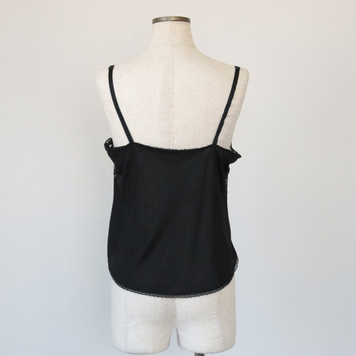 Lace lingerie camisole, women's size S Nylon black type Vintage Second Hand