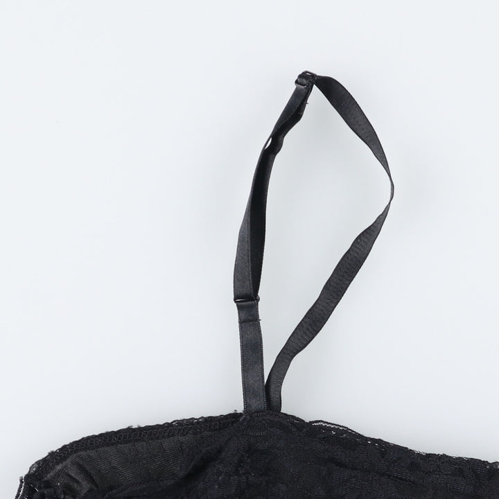 Lace lingerie camisole, women's size S Nylon black type Vintage Second Hand