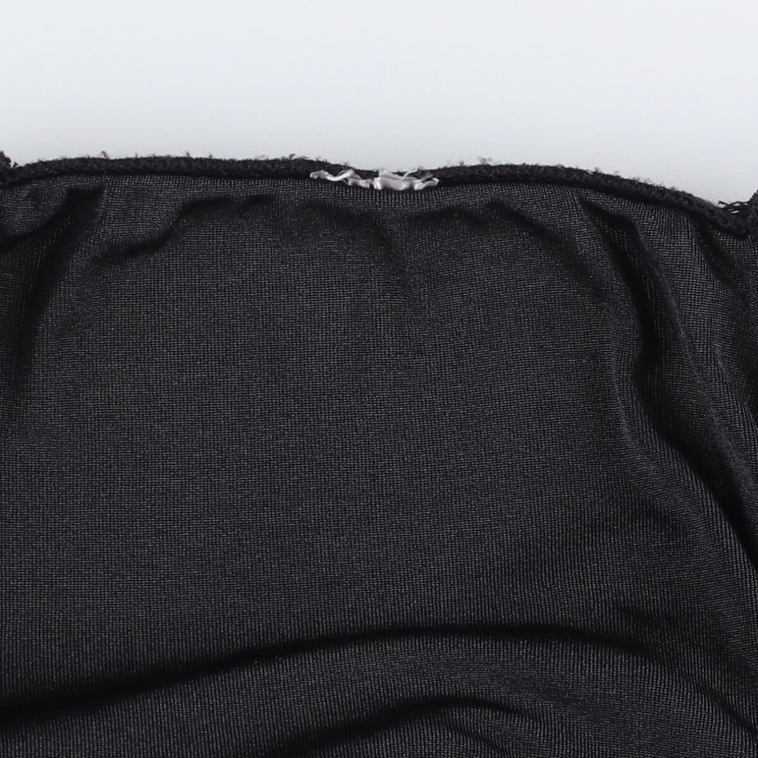 Cupped heart neck long sleeve cut and sewn top, women's size S polyester black type Vintage Second Hand