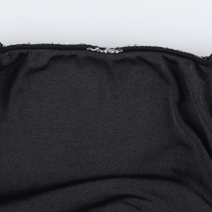Cupped heart neck long sleeve cut and sewn top, women's size S polyester black type Vintage Second Hand