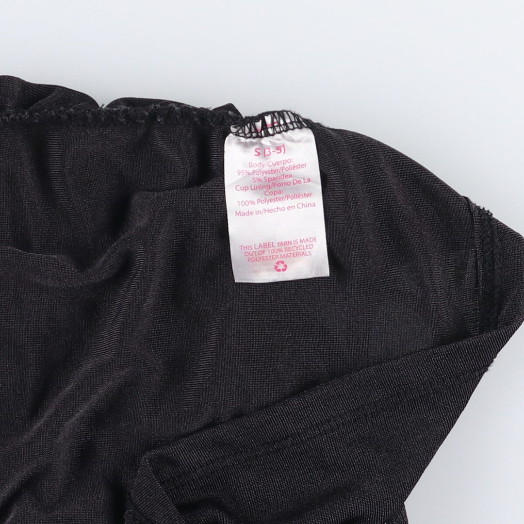 Cupped heart neck long sleeve cut and sewn top, women's size S polyester black type Vintage Second Hand