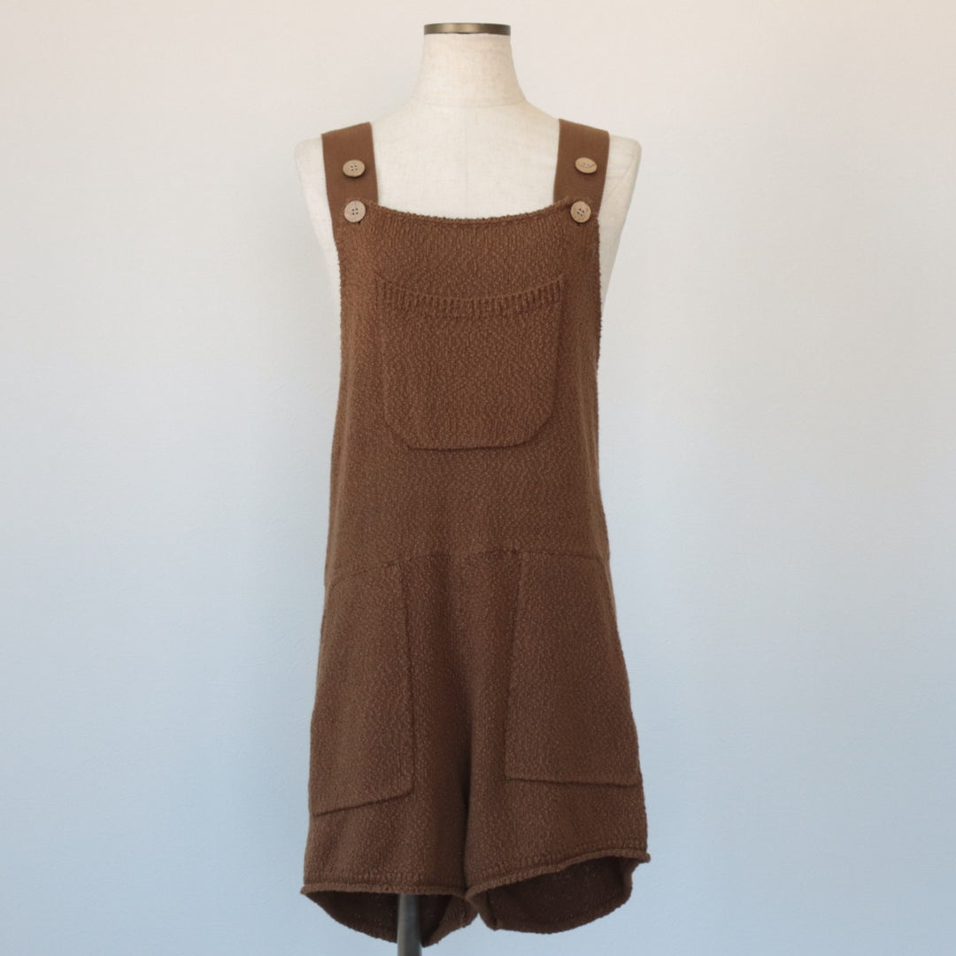 FP BEACH Short Knit Overalls, Women's Size M cotton brown type Vintage Second Hand