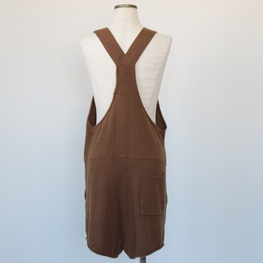 FP BEACH Short Knit Overalls, Women's Size M cotton brown type Vintage Second Hand