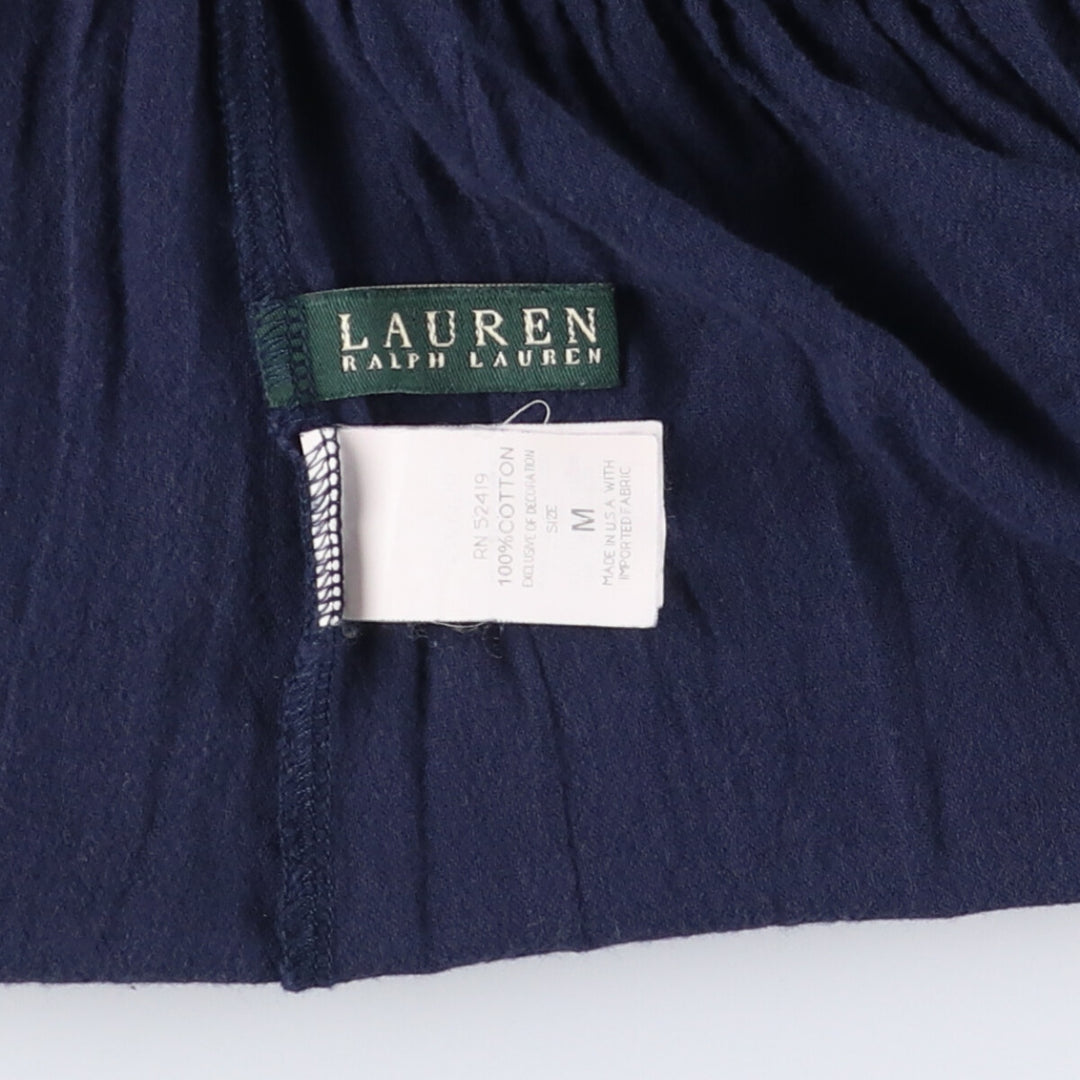 Ralph Lauren LAUREN Sleeveless Tunic with Shoulder Ribbons, Made in USA, Women's Size M cotton navy blue type Vintage Second Hand