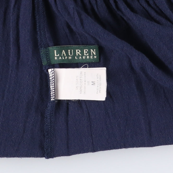 Ralph Lauren LAUREN Sleeveless Tunic with Shoulder Ribbons, Made in USA, Women's Size M cotton navy blue type Vintage Second Hand