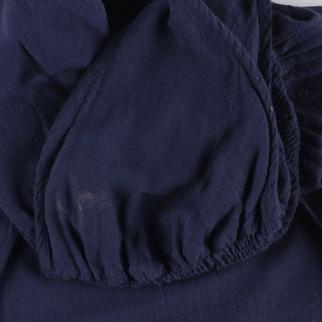 Ralph Lauren LAUREN Sleeveless Tunic with Shoulder Ribbons, Made in USA, Women's Size M cotton navy blue type Vintage Second Hand