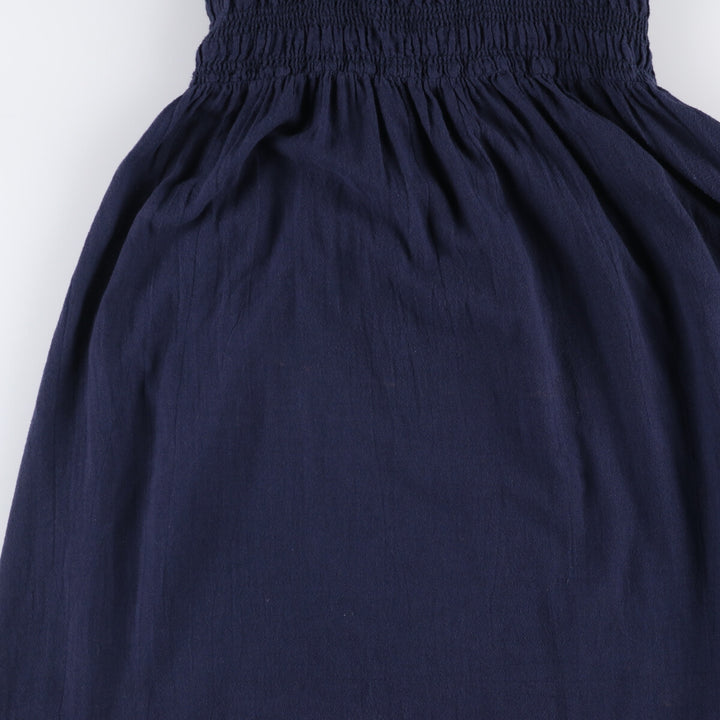 Ralph Lauren LAUREN Sleeveless Tunic with Shoulder Ribbons, Made in USA, Women's Size M cotton navy blue type Vintage Second Hand