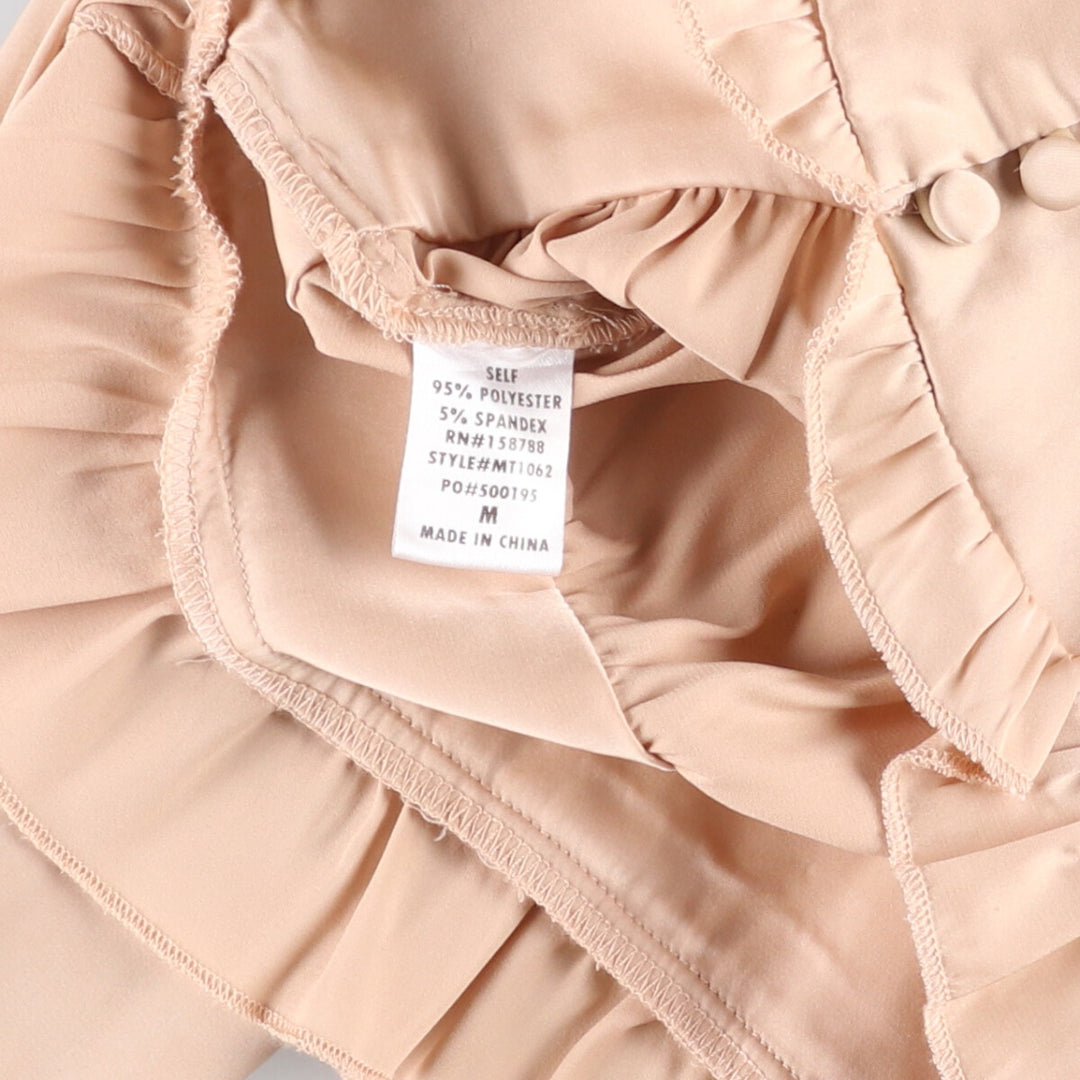 MABLE V-neck cropped ruffled long sleeve poly shirt, corset shirt, women's size M polyester Beige type Vintage Second Hand