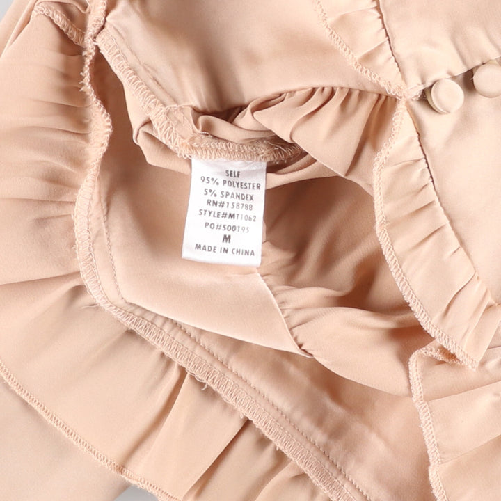 MABLE V-neck cropped ruffled long sleeve poly shirt, corset shirt, women's size M polyester Beige type Vintage Second Hand