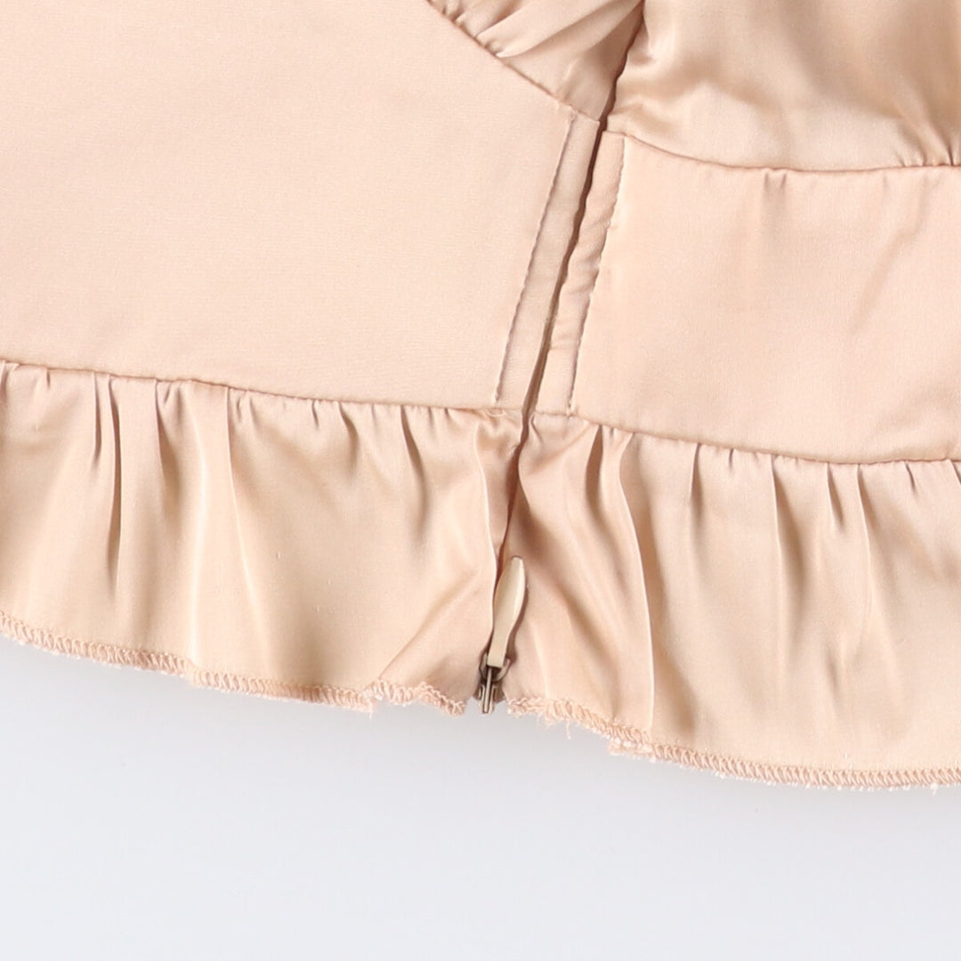 MABLE V-neck cropped ruffled long sleeve poly shirt, corset shirt, women's size M polyester Beige type Vintage Second Hand