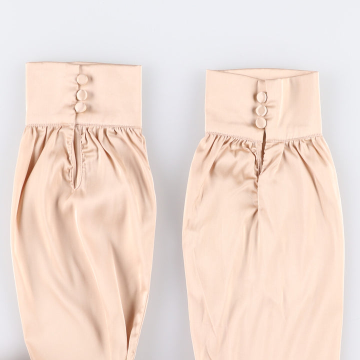 MABLE V-neck cropped ruffled long sleeve poly shirt, corset shirt, women's size M polyester Beige type Vintage Second Hand