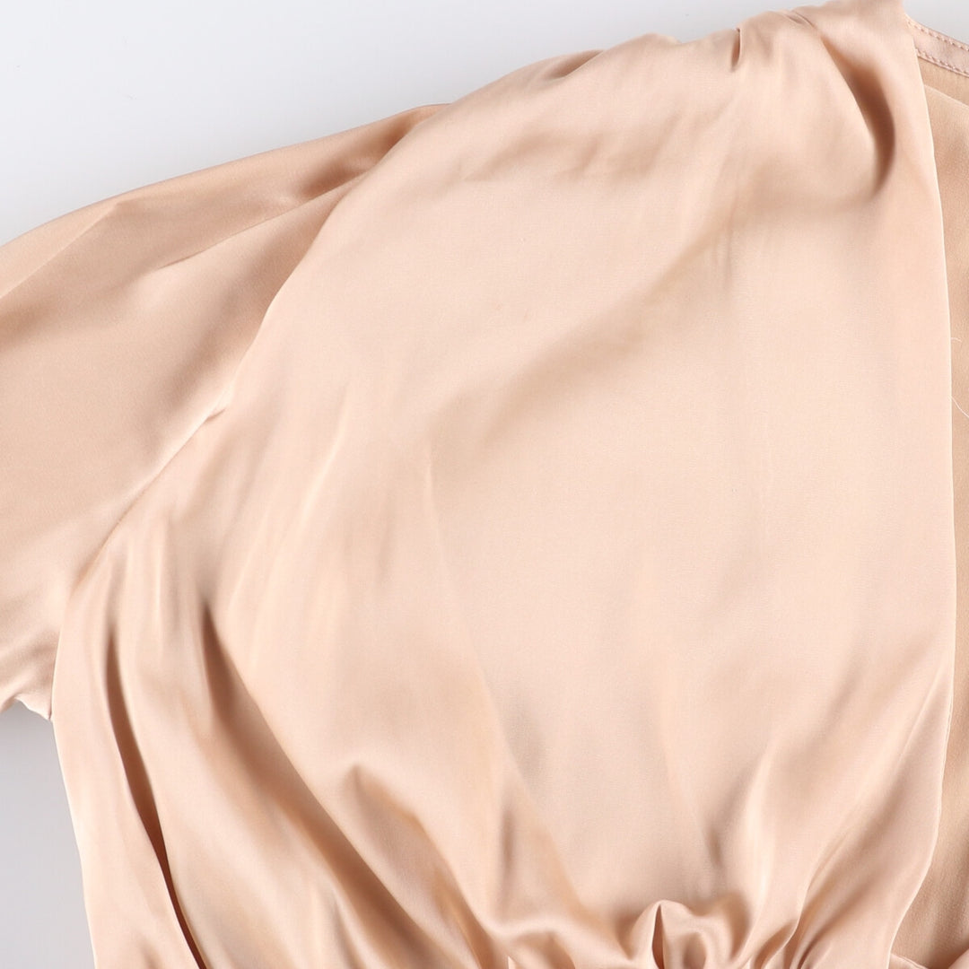 MABLE V-neck cropped ruffled long sleeve poly shirt, corset shirt, women's size M polyester Beige type Vintage Second Hand