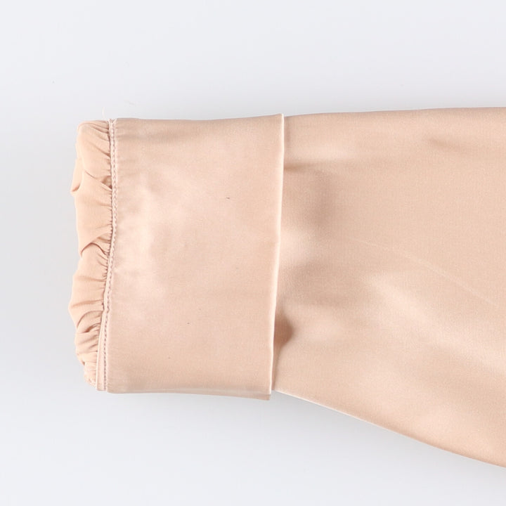 MABLE V-neck cropped ruffled long sleeve poly shirt, corset shirt, women's size M polyester Beige type Vintage Second Hand