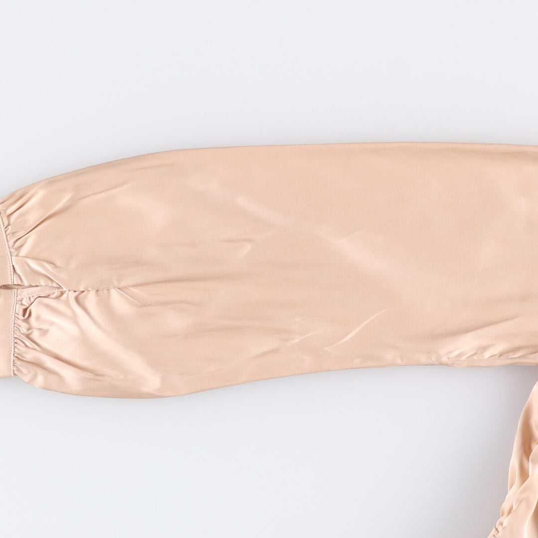 MABLE V-neck cropped ruffled long sleeve poly shirt, corset shirt, women's size M polyester Beige type Vintage Second Hand