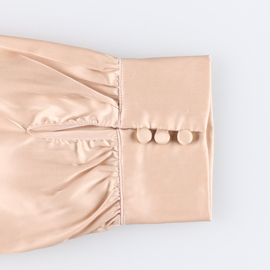 MABLE V-neck cropped ruffled long sleeve poly shirt, corset shirt, women's size M polyester Beige type Vintage Second Hand