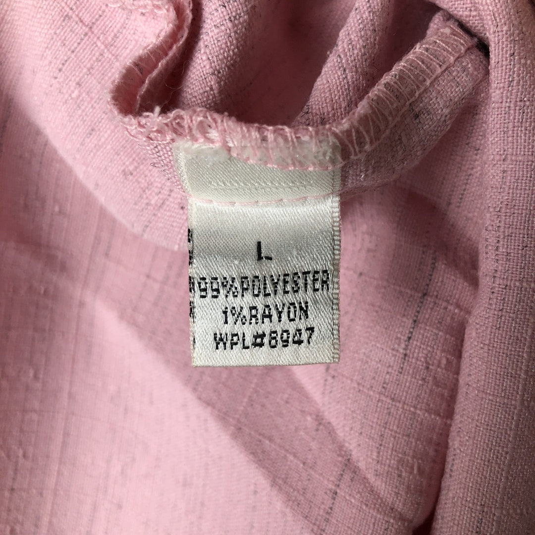 Smokey Joe's Ripstop Short Sleeve Open Collar Polyester Box Shirt, Men's Size L polyester pink type Vintage Second Hand