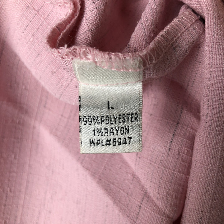 Smokey Joe's Ripstop Short Sleeve Open Collar Polyester Box Shirt, Men's Size L polyester pink type Vintage Second Hand