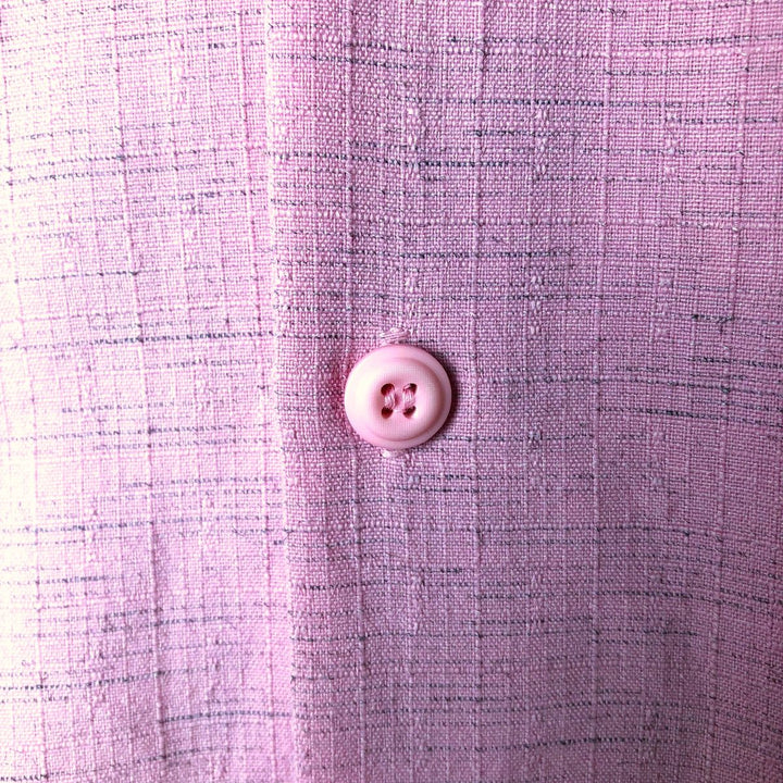 Smokey Joe's Ripstop Short Sleeve Open Collar Polyester Box Shirt, Men's Size L polyester pink type Vintage Second Hand
