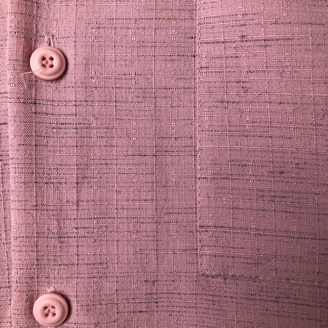 Smokey Joe's Ripstop Short Sleeve Open Collar Polyester Box Shirt, Men's Size L polyester pink type Vintage Second Hand