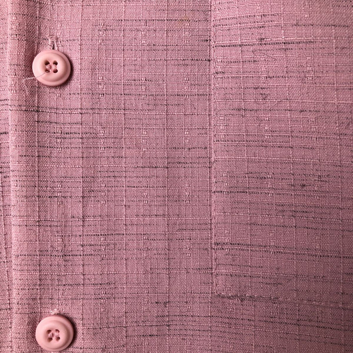 Smokey Joe's Ripstop Short Sleeve Open Collar Polyester Box Shirt, Men's Size L polyester pink type Vintage Second Hand
