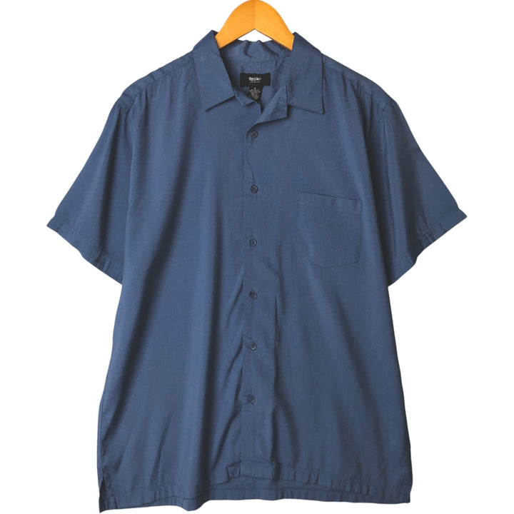 2000'S Mossimo ripstop short-sleeved open-collar rayon box shirt, men's size M Rayon blue type Vintage Second Hand