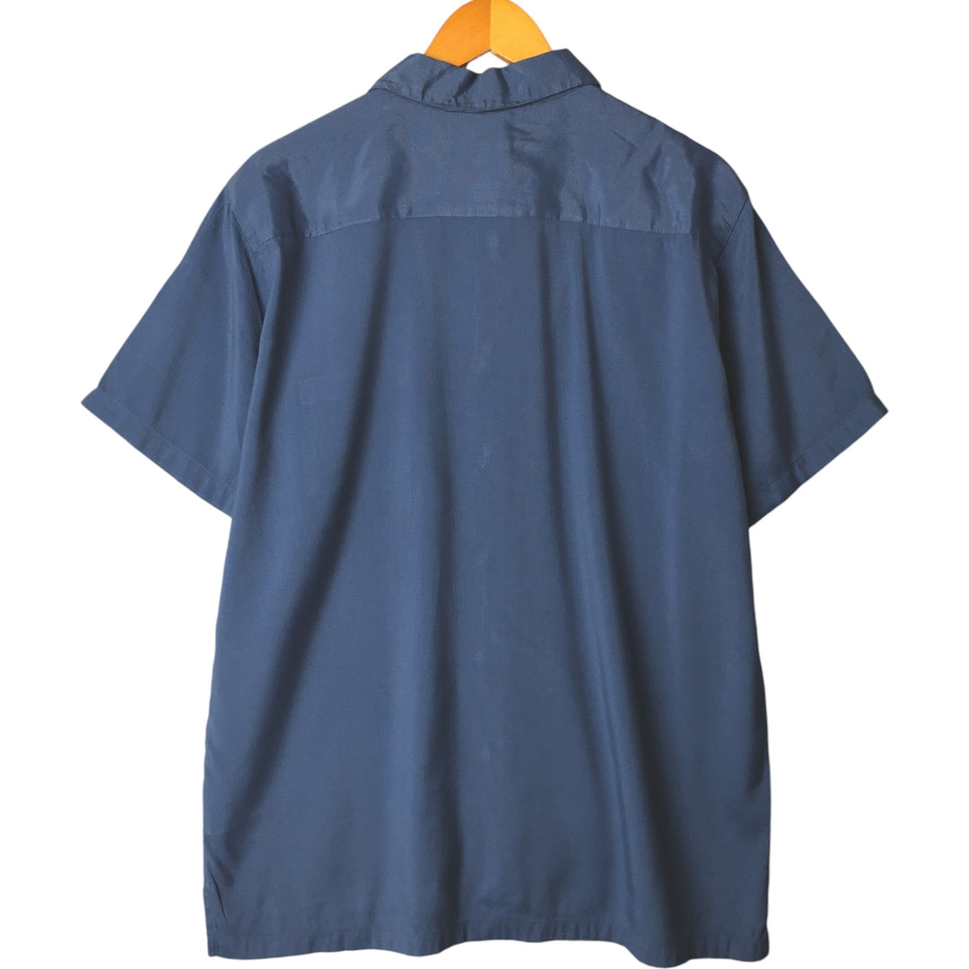 2000'S Mossimo ripstop short-sleeved open-collar rayon box shirt, men's size M Rayon blue type Vintage Second Hand