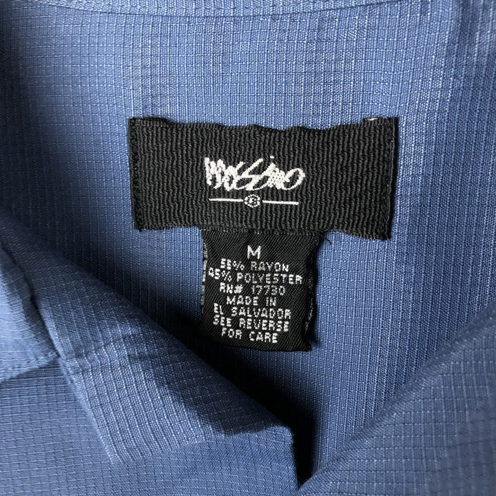 2000'S Mossimo ripstop short-sleeved open-collar rayon box shirt, men's size M Rayon blue type Vintage Second Hand