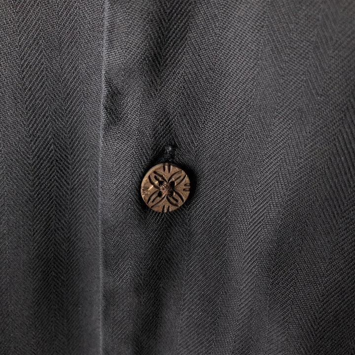 Tommy Bahama Herringbone Short Sleeve Open Collar Silk Box Shirt, Men's Size L silk black type Vintage Second Hand