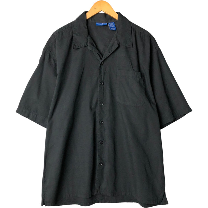 Vintage 90s-00'S Ocean Pacific short-sleeved open-collar cotton box shirt, men's size XL cotton black type Vintage Second Hand