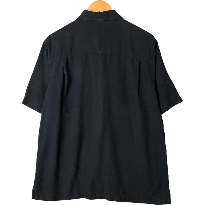 BRANDINI Short Sleeve Silk Box Shirt, Men's Size M silk black type Vintage Second Hand