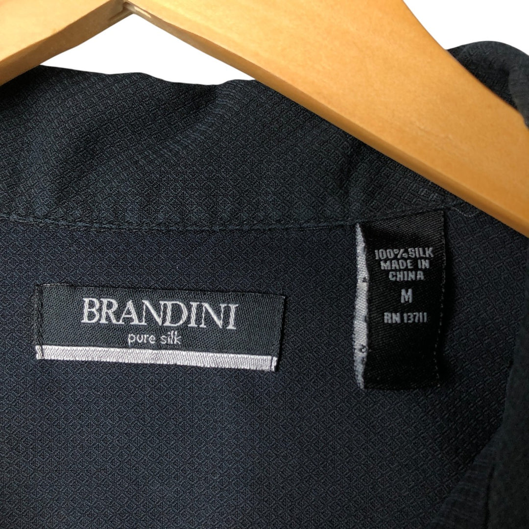 BRANDINI Short Sleeve Silk Box Shirt, Men's Size M silk black type Vintage Second Hand
