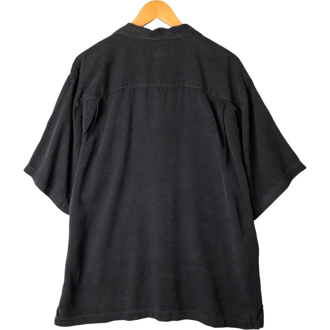 Tommy Bahama short sleeve open collar silk shirt, box shirt, men's XL size silk black type Vintage Second Hand