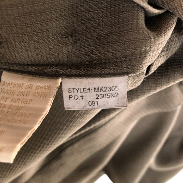 Perry Ellis short-sleeved open-collar silk box shirt, men's size XL silk beige type brown Vintage Second Hand