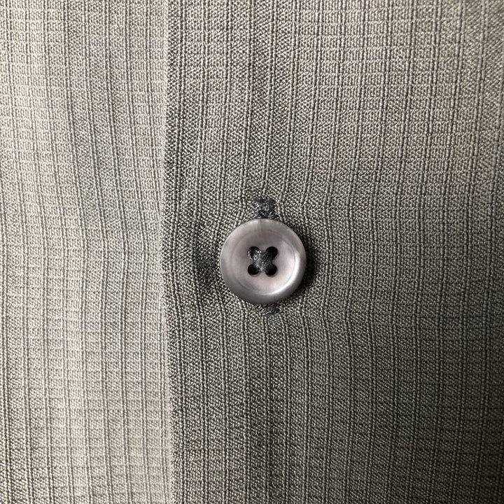 Perry Ellis short-sleeved open-collar silk box shirt, men's size XL silk beige type brown Vintage Second Hand