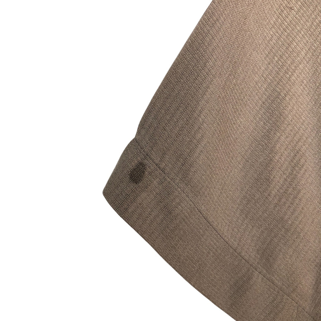 Perry Ellis short-sleeved open-collar silk box shirt, men's size XL silk beige type brown Vintage Second Hand