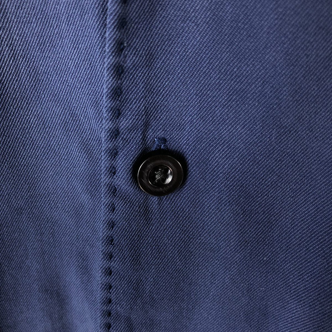 Tommy Bahama short sleeve open collar silk shirt, box shirt, men's M size silk Navy blue Vintage Second Hand