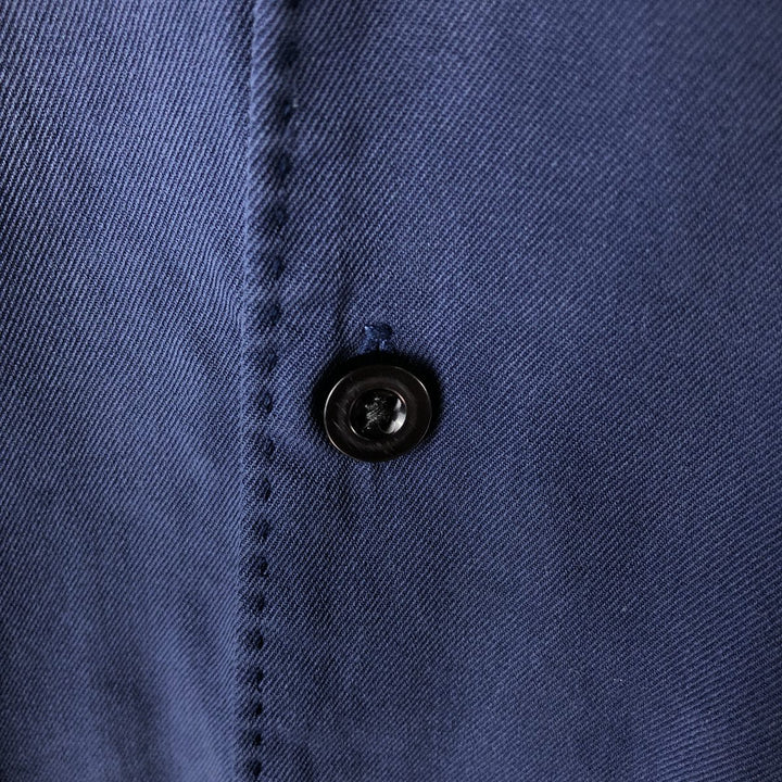 Tommy Bahama short sleeve open collar silk shirt, box shirt, men's M size silk Navy blue Vintage Second Hand